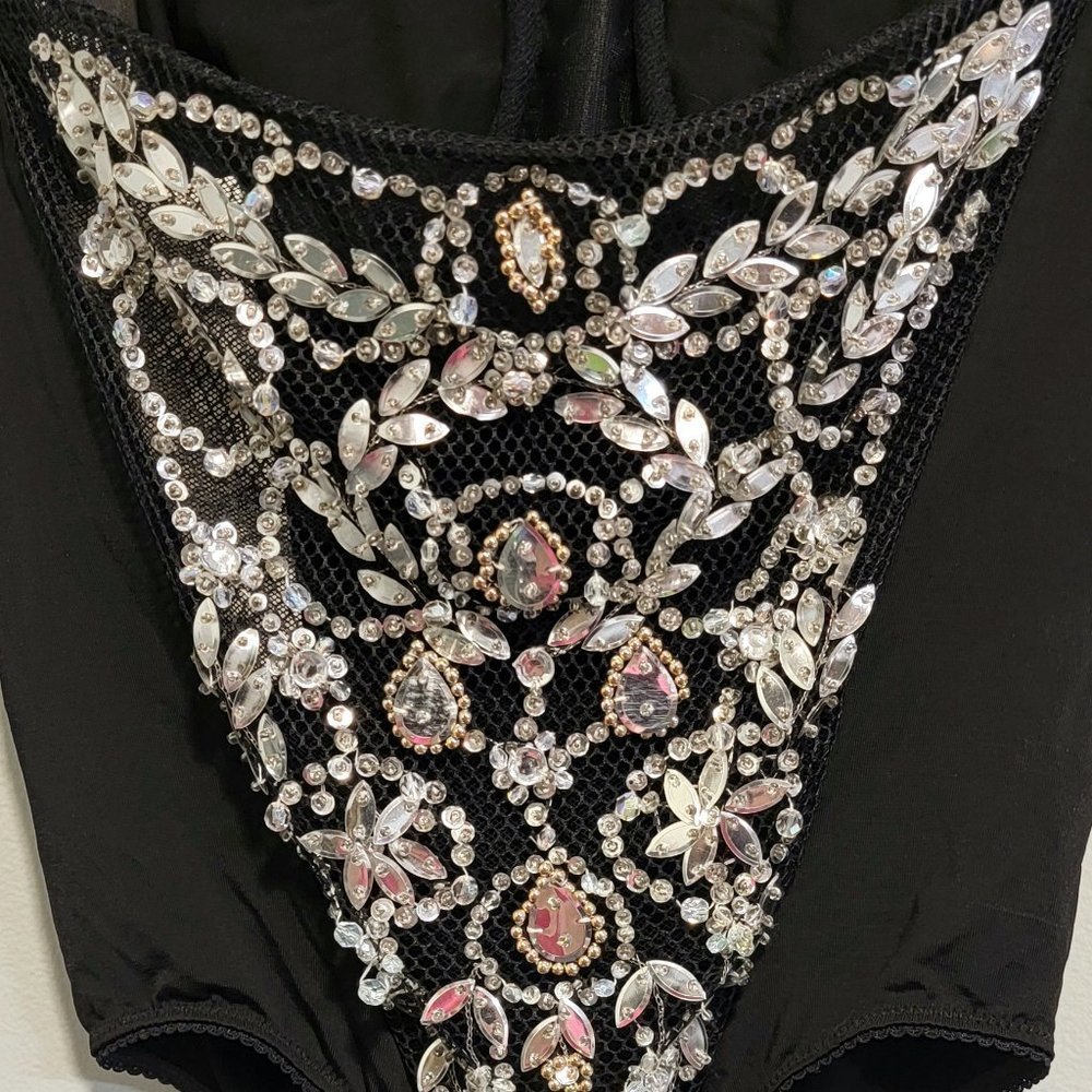 ***SOLD*** LA PERLA RITMO Black Bodysuit with Jeweled & Beaded Back - Picture 7 of 9
